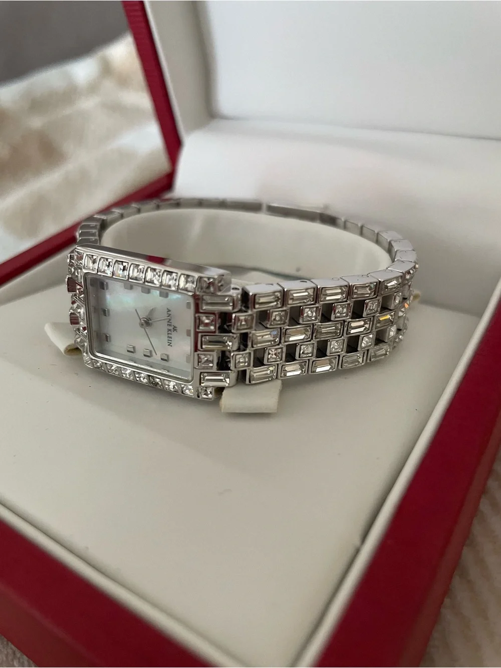 NEW with Tags and Box Anne Klein Silver-Tone Crystal Bracelet Women’s Watch